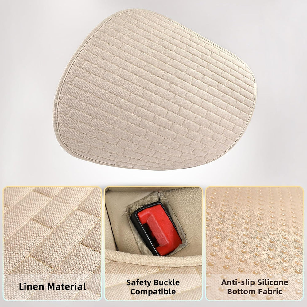 Beige Linen Back Seat Cover, Rear Car Seat Cover for Cars Truck SUV