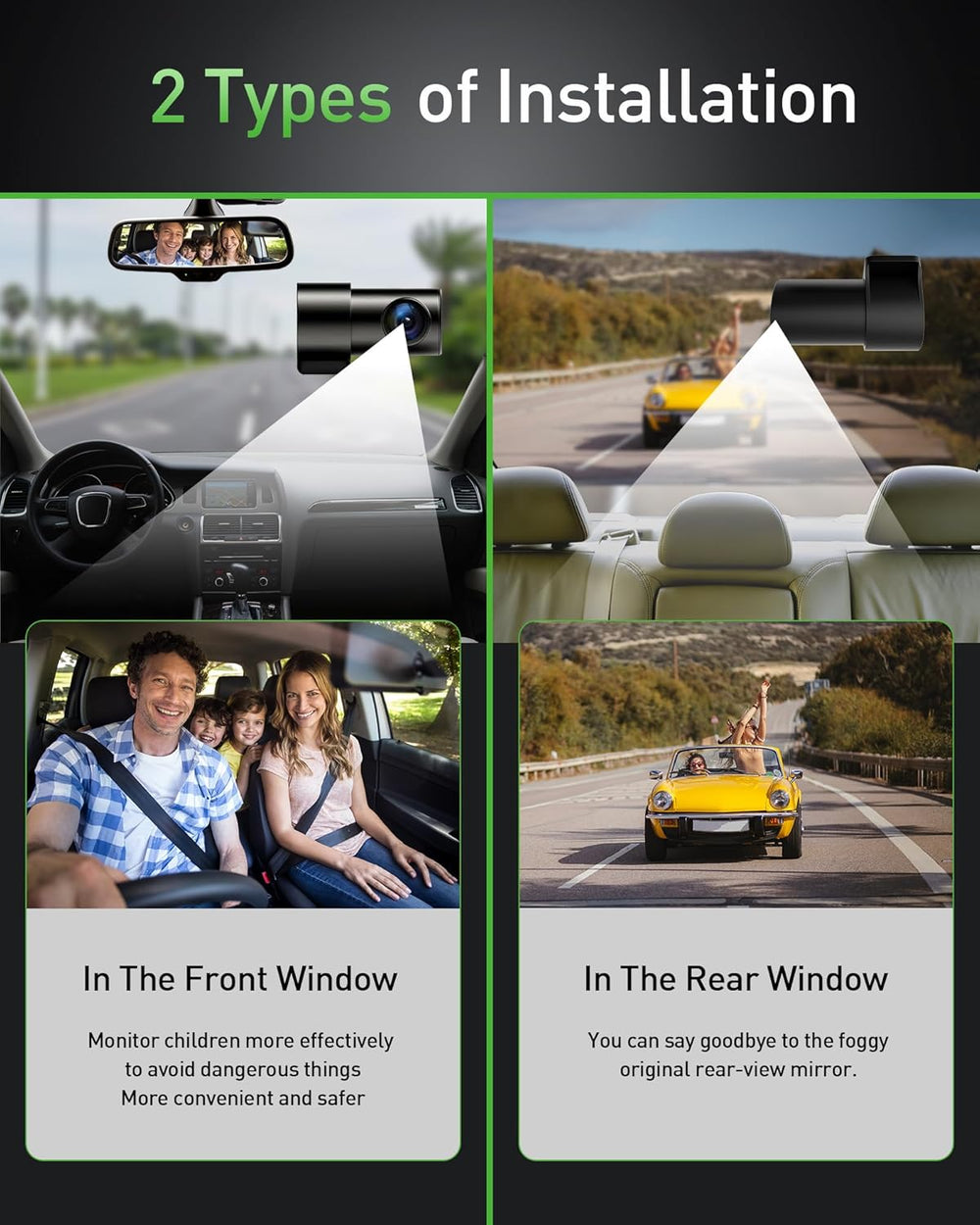 Dash Cam Front and Rear,4K+1080P WiFi Dual Dash Camera for Cars with App, 3&q...
