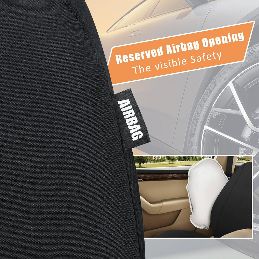 Champlus Car Seat Covers for Two Front Seats, Universal Fit, Black
