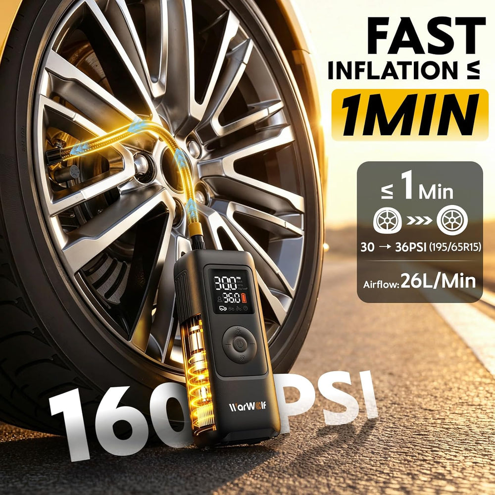 Smart Heavy Duty Tire Inflator, Auto Shut-Off at Target PSI, Portable Air Com...