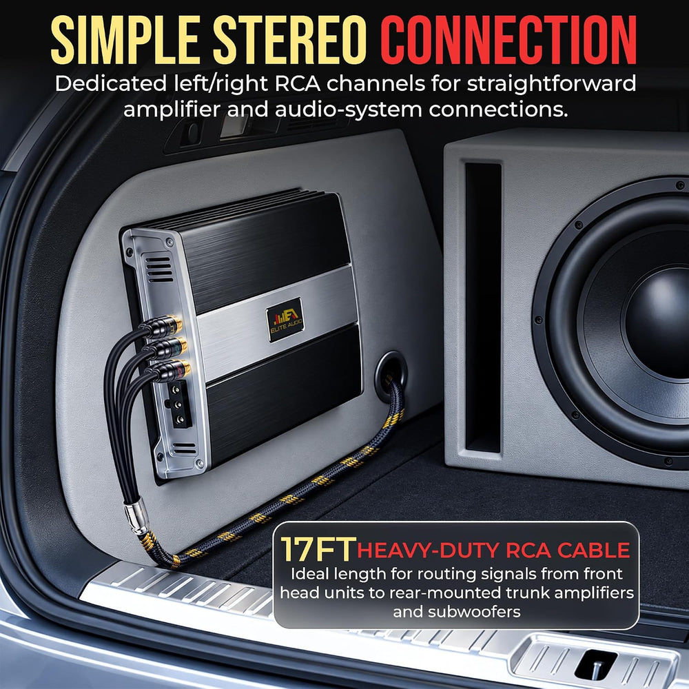 Elite Audio Pro Series | 17ft 6-Channel RCA Cable | OFC | Triple Shielded