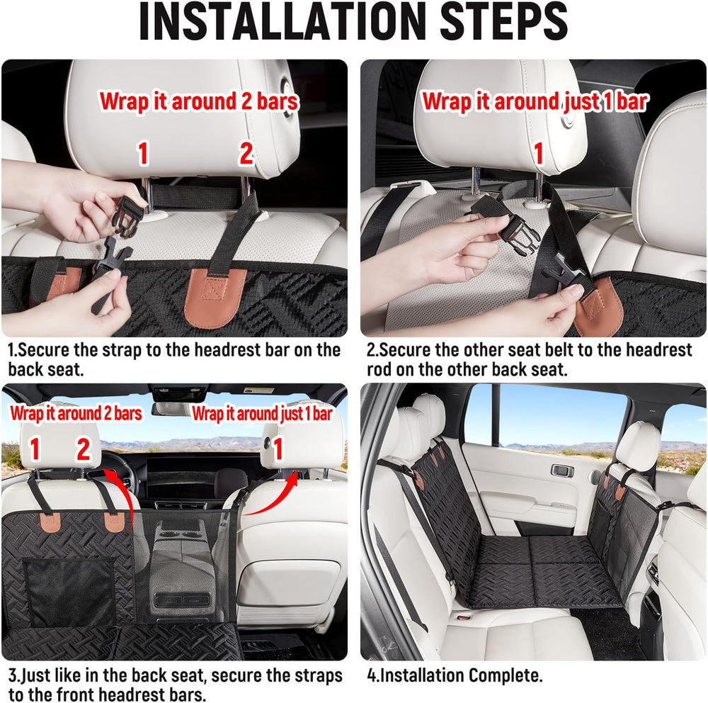 Dog Car Seat Cover for Back Seat with Hard Bottom Extender