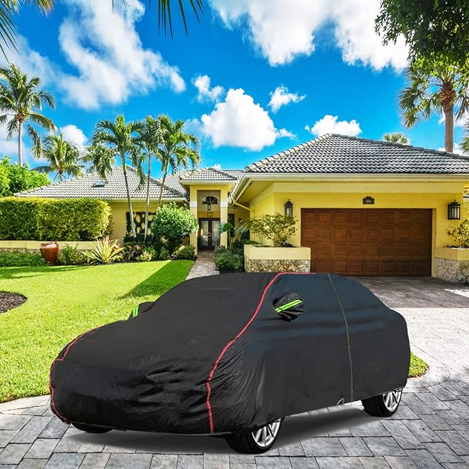 Breathable New Material, Waterproof Car Cover, Locks and Zipper Doors,