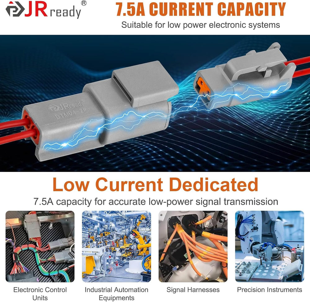 JRready ST6496 Deutsch DTM 2/3/4/6/8/12 Pin Connector Kit, Solid Contacts