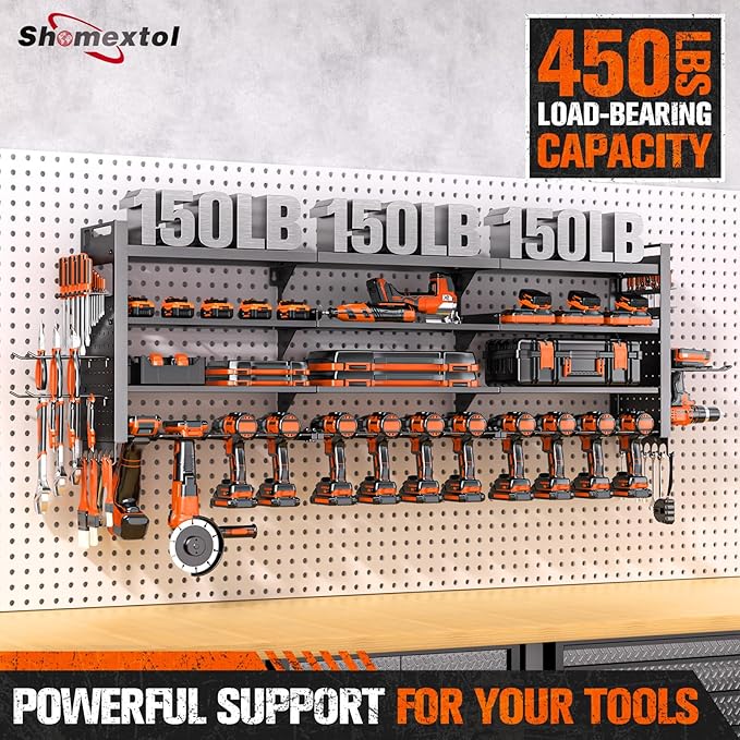 49.8" W Large Power Tool Organizer Wall Mount, Heavy Duty Tool Organizer