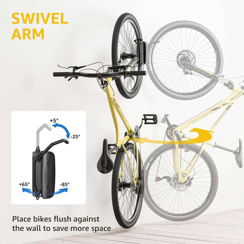 monTEK Swivel Bike Wall Mount, Bike Hangers for Garage, 2 Pack