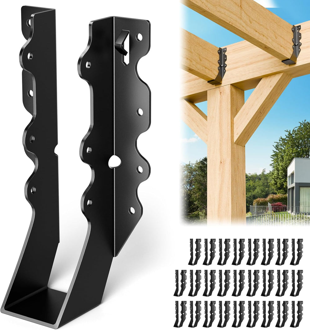 25 Pcs Black 2x8 Joist Hanger,LU28 18 Gauge Double Shear Face Mount Joist Han...