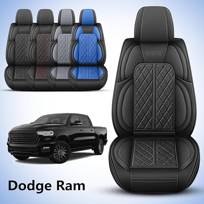 Car Seat Cover Custom Fit for Dodge Ram 1500 2500 3500 2002-2024 Faux Leather