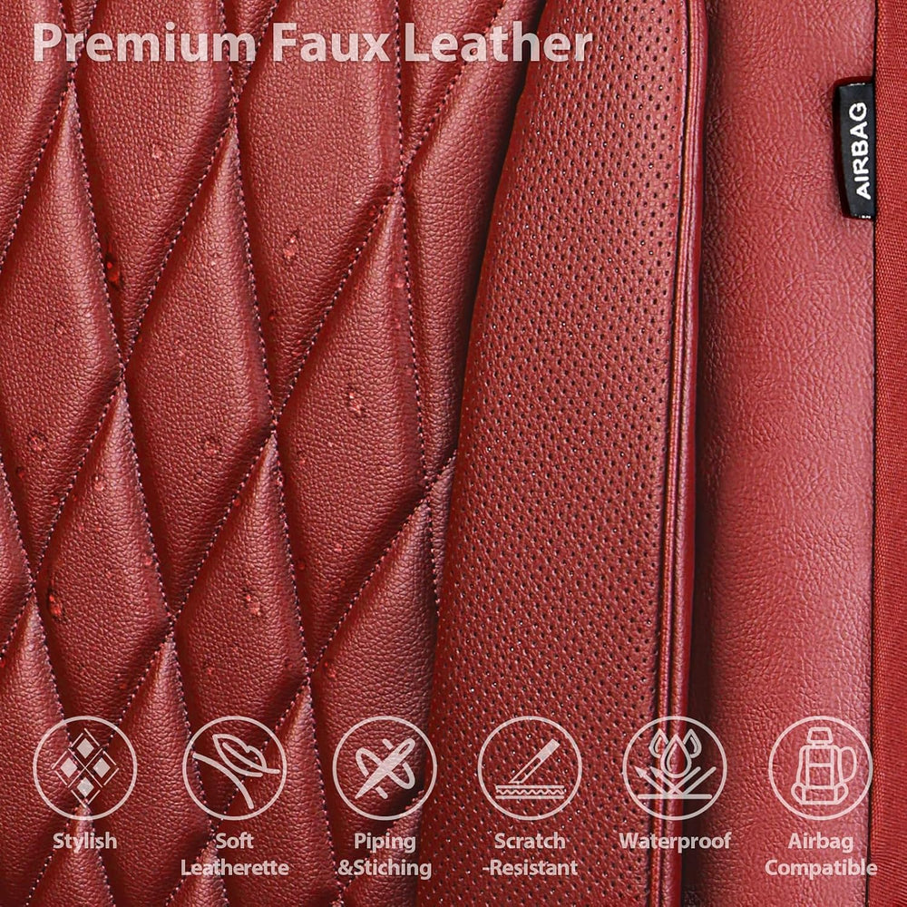 CAR PASS Piping Luxury Faux PU Leather Two Front Car Seat Covers, Waterproof ...