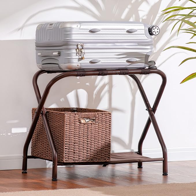 Heybly Luggage Rack, Steel Folding Suitcase Stand (Pack of 2)