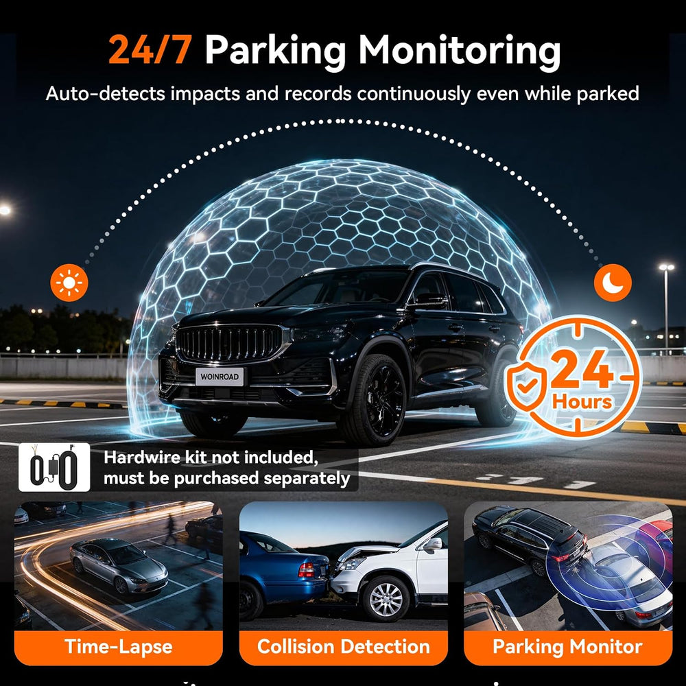 4K 360ยฐ Dash Cam, 4-Channel Front Rear Left Right, WiFi GPS 128GB