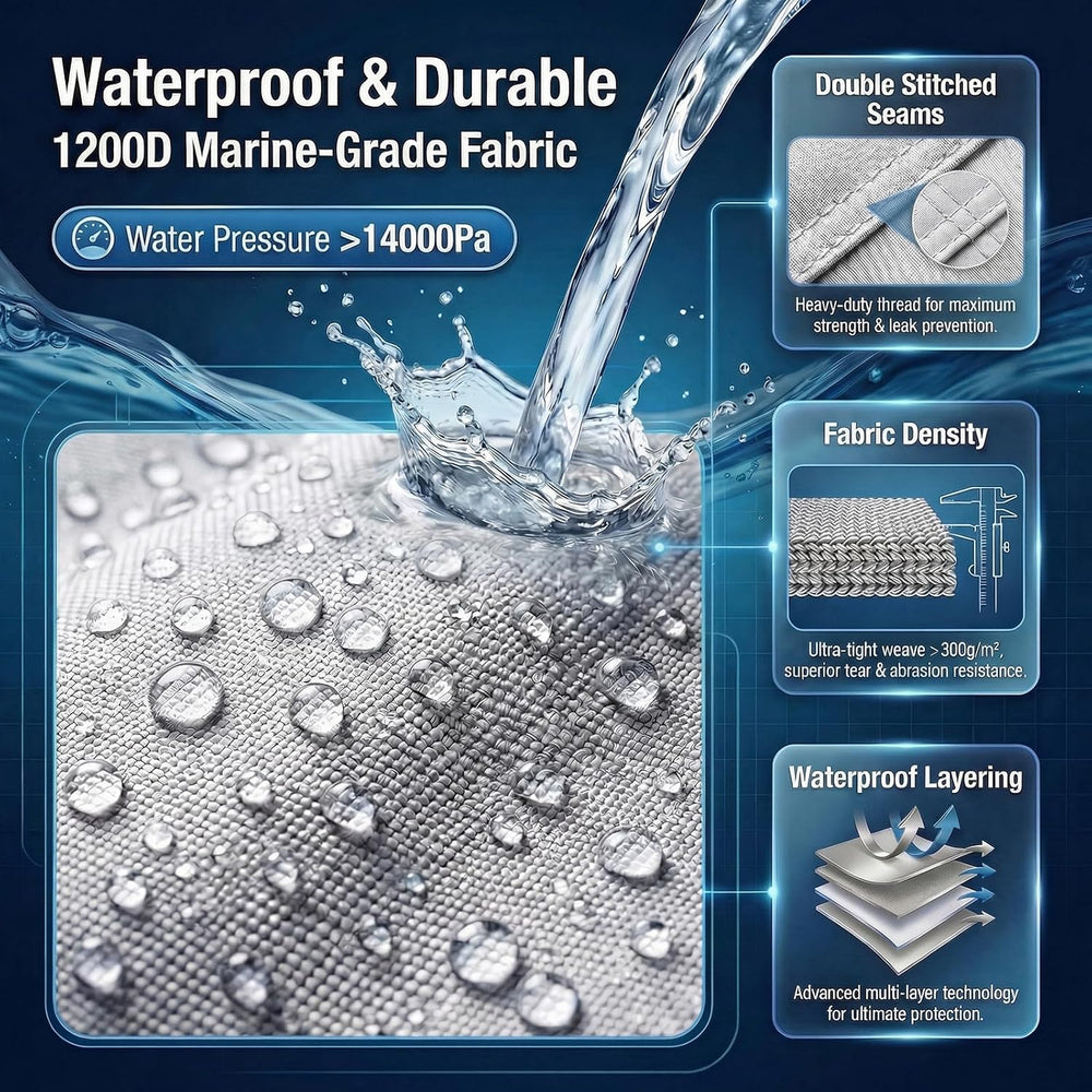 1200D Waterproof Inflatable Boat Cover, 9-10ft, Silver
