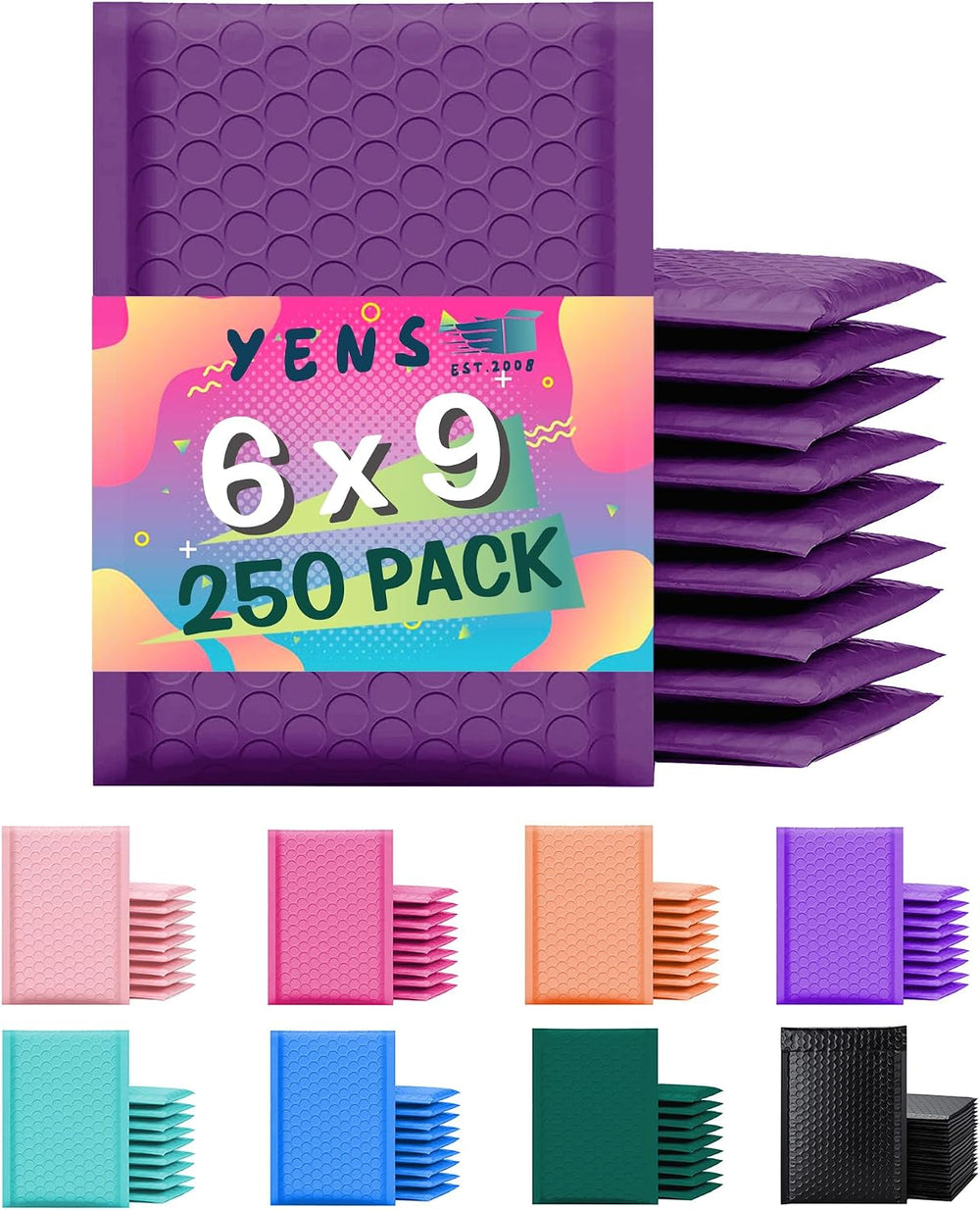 Yens Bulk Purple Poly Bubble Mailers 6x10 250 Pack Usable 6x9