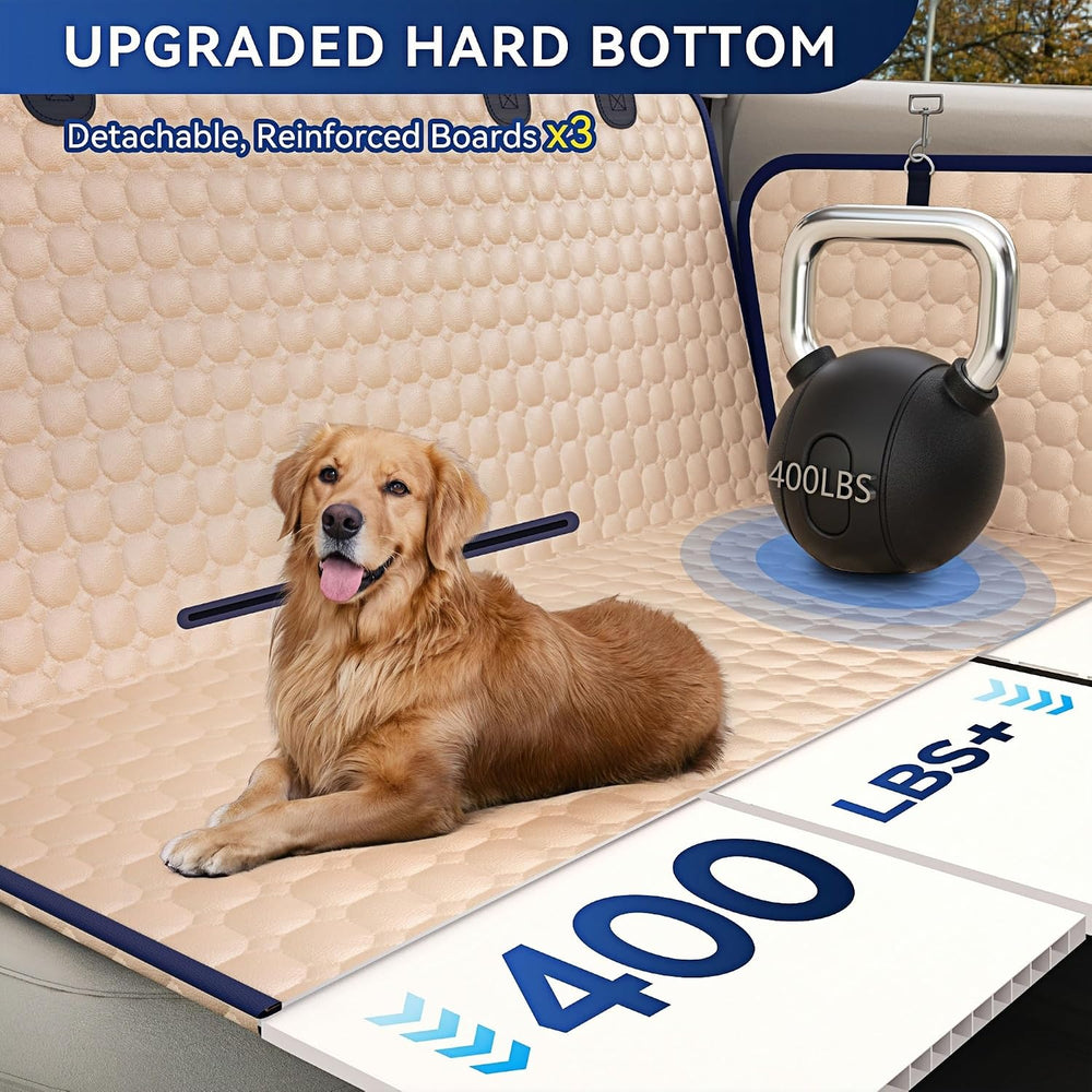Hard Bottom Dog Car Seat Cover, PU Leather Back Seat Extender for Dogs