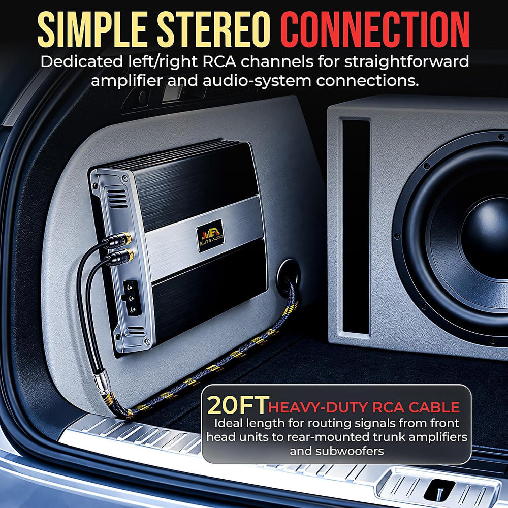 Elite Audio Pro Series | 3ft 2-Channel RCA Cable | OFC | Triple Shielded