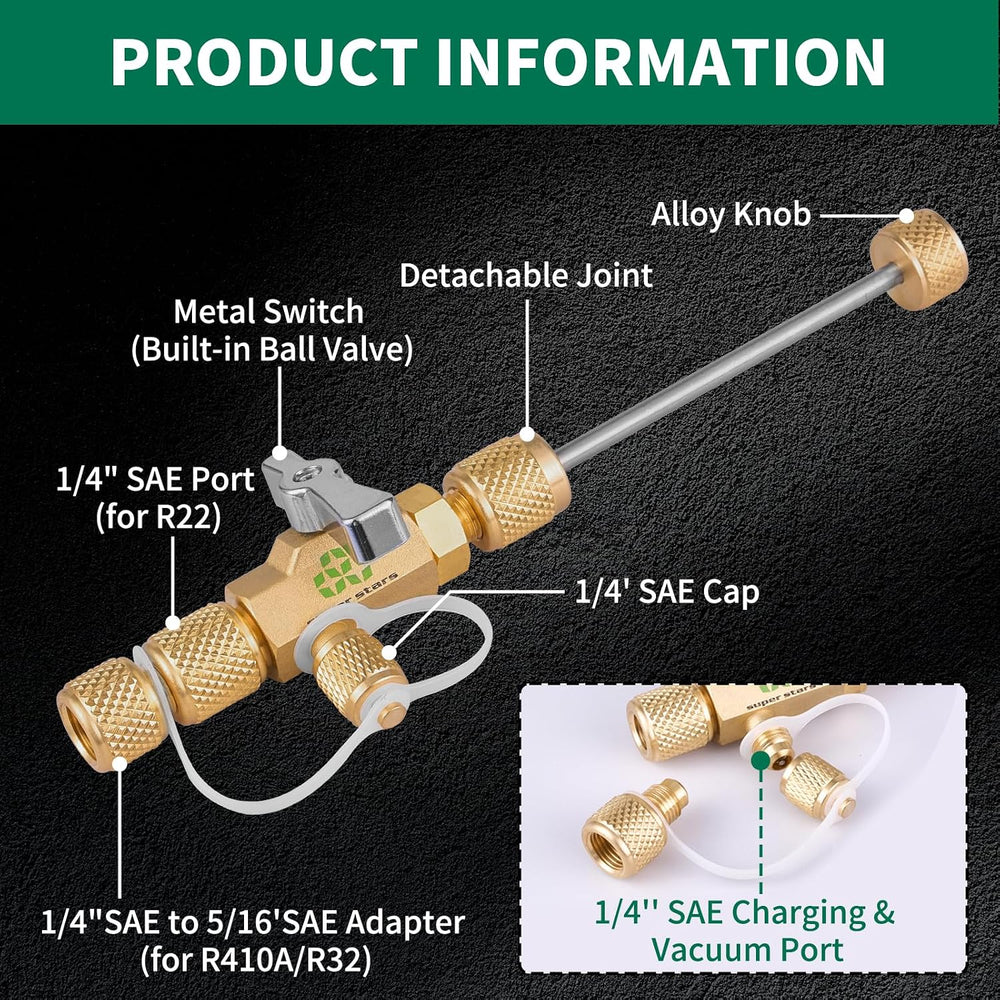 Super Stars Valve Core Removal Tool Heavy Duty for HVAC with Magnetic End