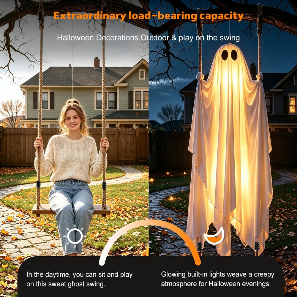 Halloween Hanging Swinging Ghost Decorations with Lights & 200lb