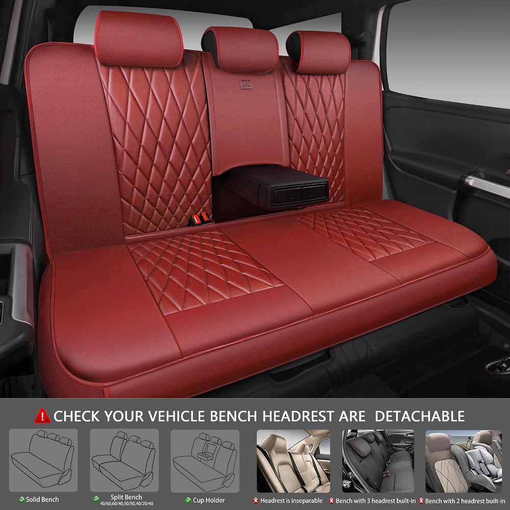 CAR PASS Piping Luxury Faux Leather Seat Covers Full Set, Premium Delux Anti-...