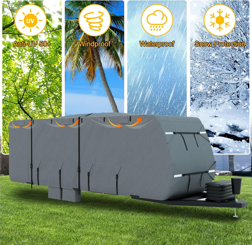 Mofeez Travel Trailer RV Cover, Extra-Thick Upgraded 7 Layers for Camper Cove...