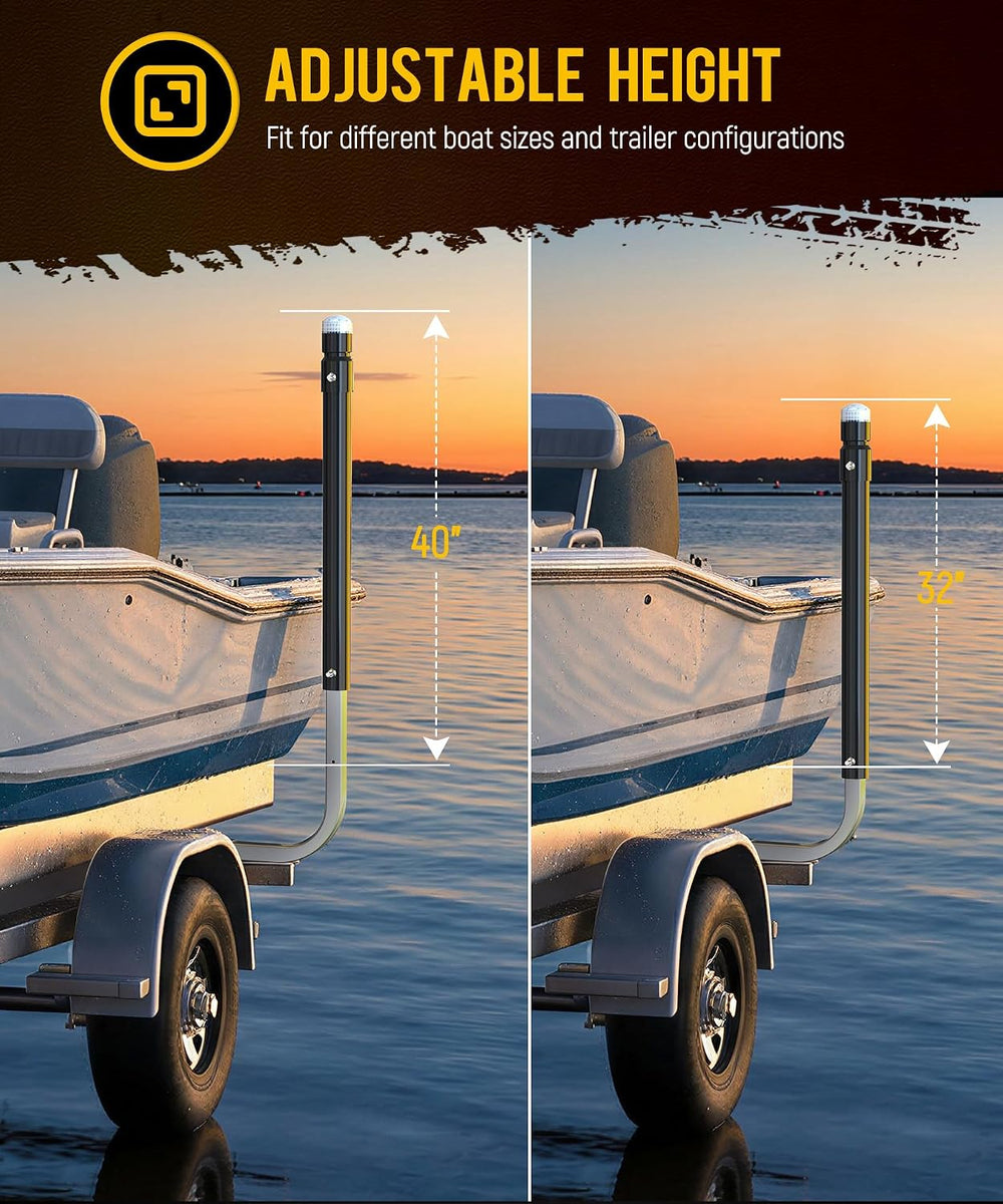 Partsam 1 Pair Boat Trailer Guides with Top Light & Reflective Tape