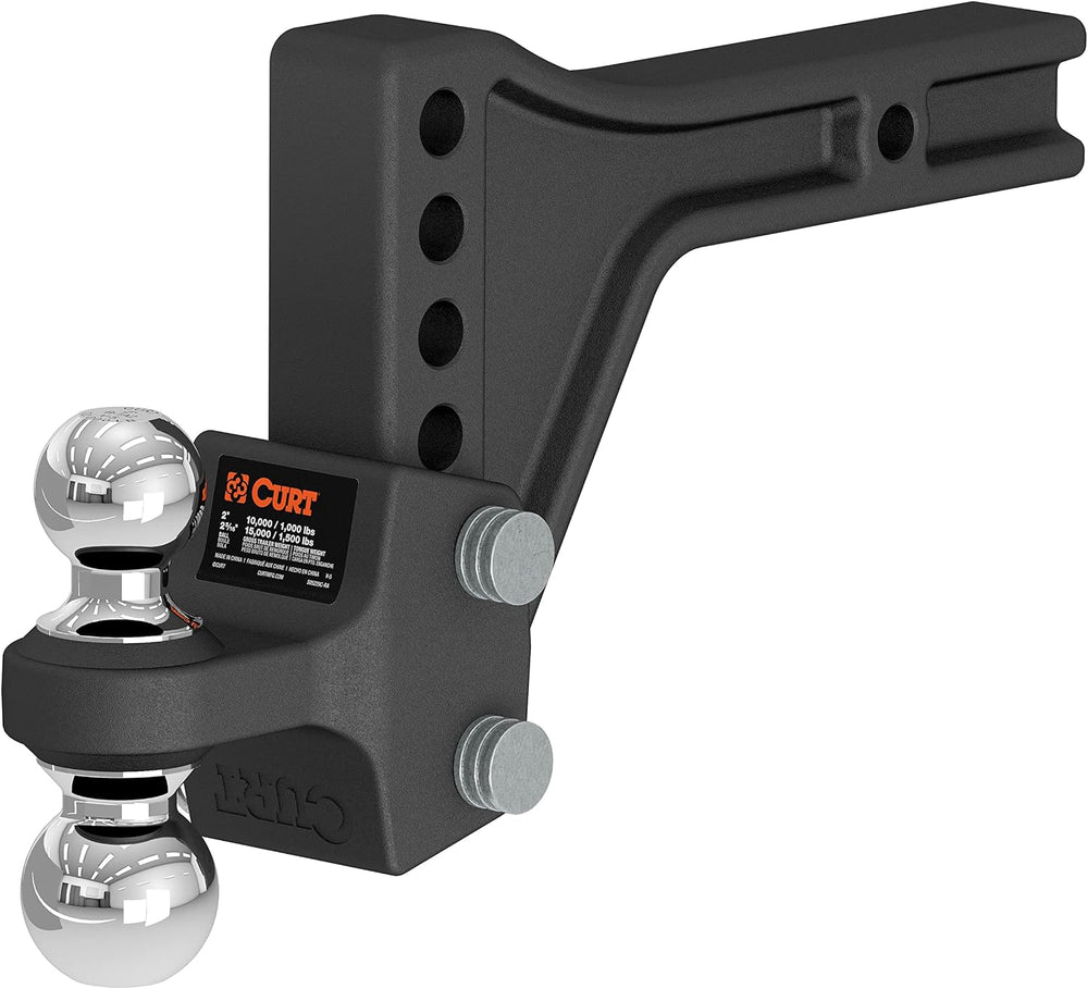 CURT 45935 Adjustable Dual-Ball Hitch Mount, 2" Shank, 15,000 lb