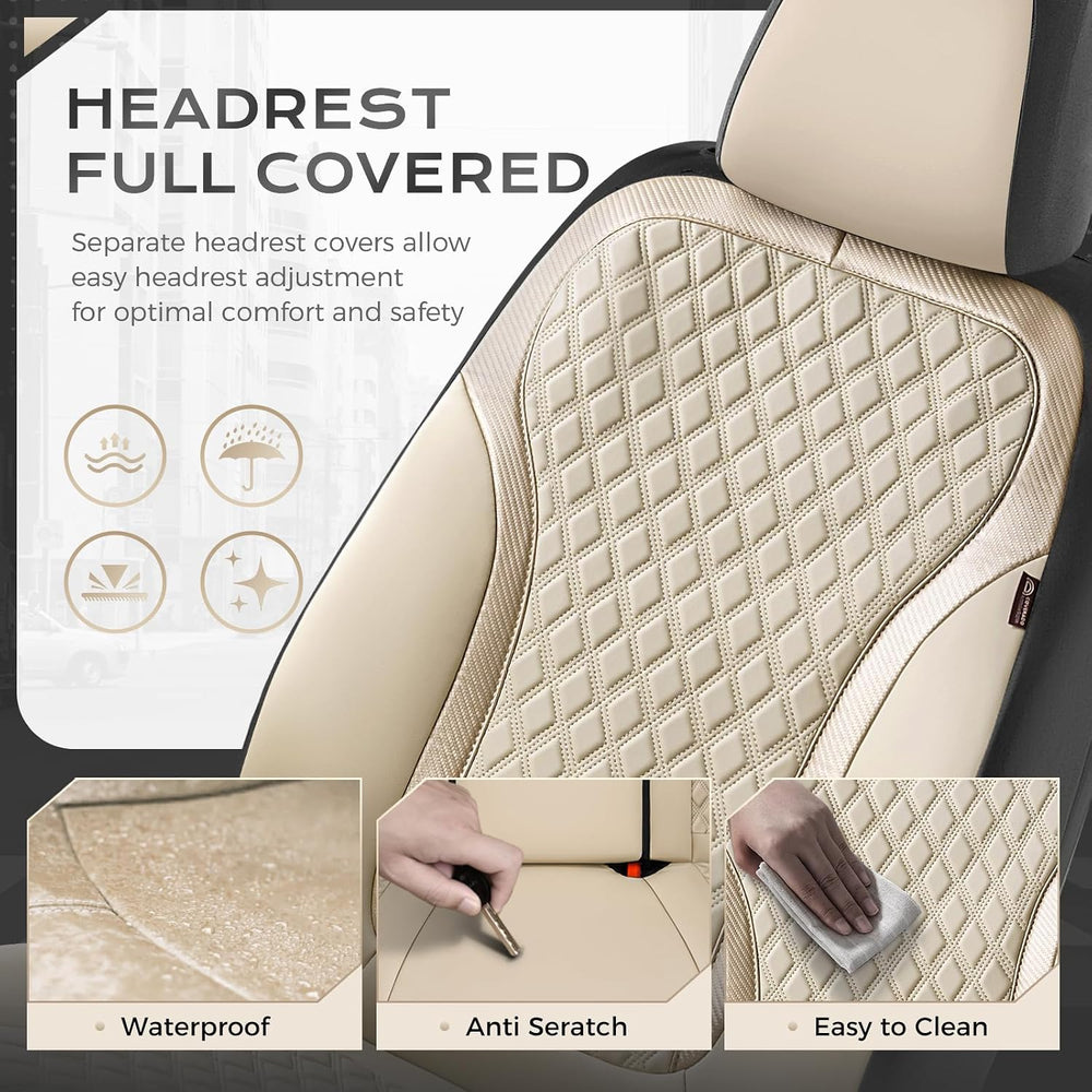 Coverado Front Seat Covers, 2-Pack Luxury Leather Car Seat Cover with Carbon ...