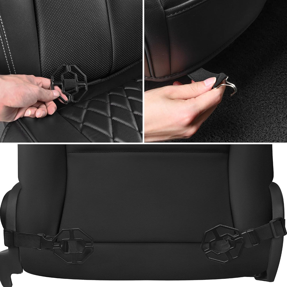 CAR PASS 2 Pack Leather Front Car Seat Covers, Bottom Seat Covers Full Wrappe...