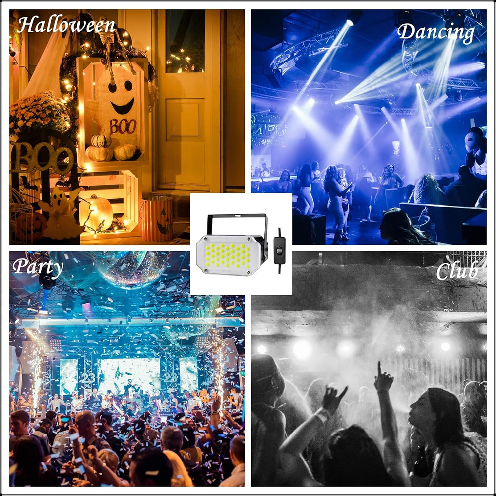 2-Pack Halloween Strobe Lights for Parties, Mini 36 LED White Strobe