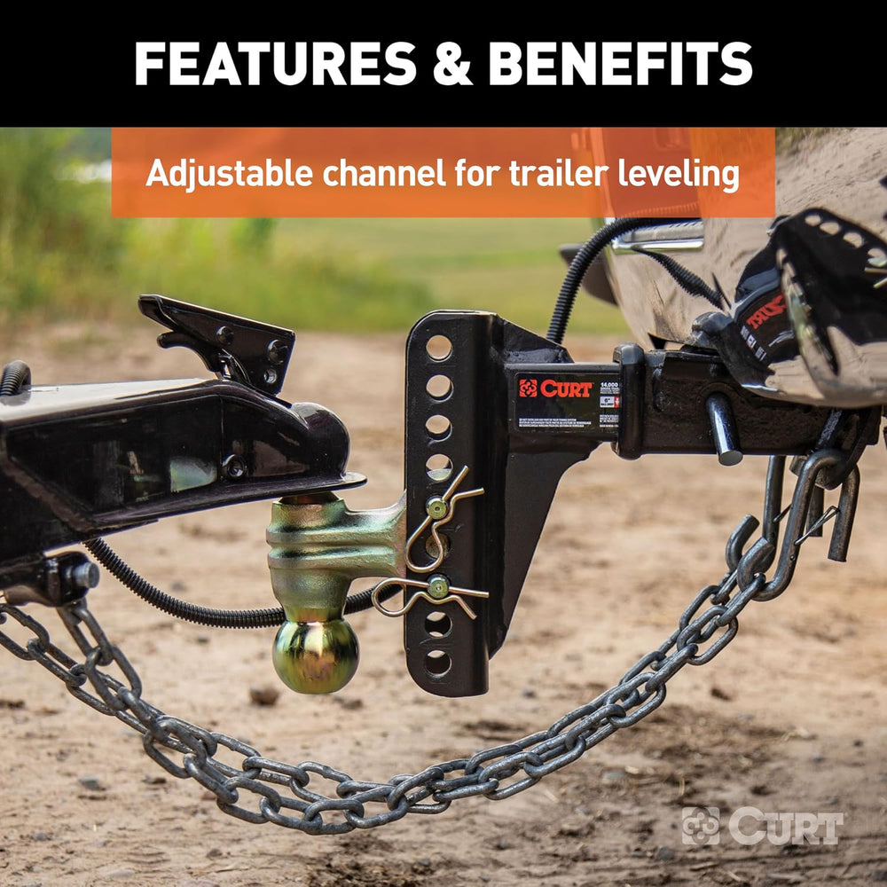 CURT 45900 Adjustable Dual-Ball Channel Mount, 2" Shank, 6" Drop