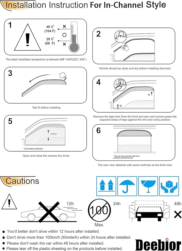 4pcs Side Window Deflectors Window Visors