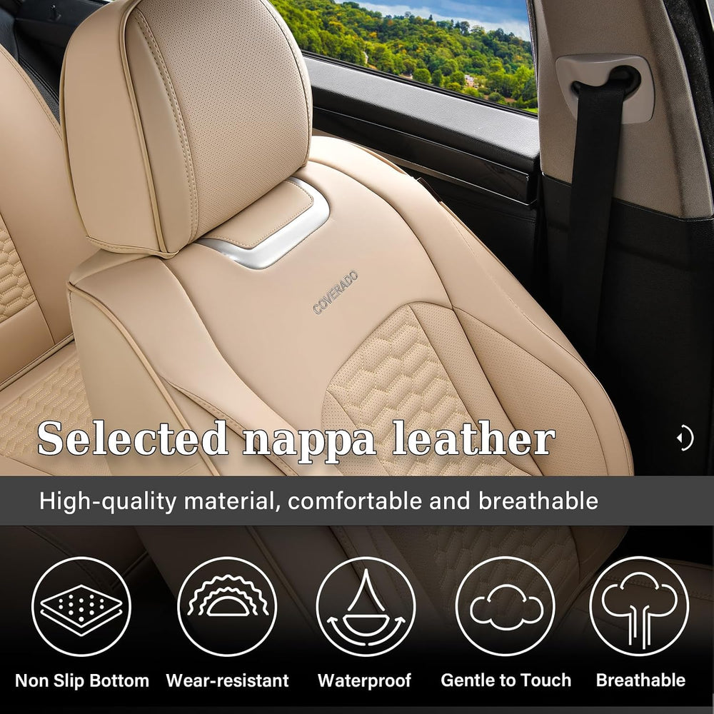 Coverado Car Seat Covers Front Seats, Luxury Leather Seat Covers for Cars, Au...