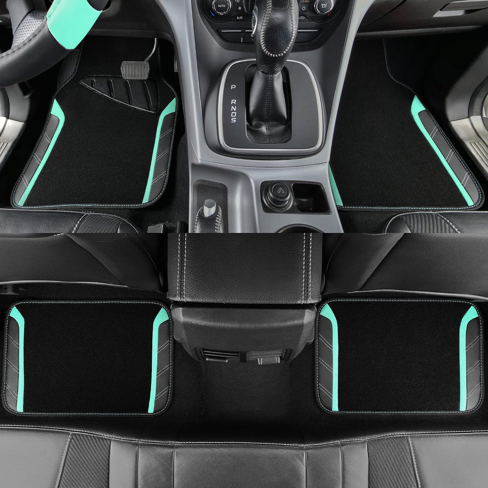 CAR PASS Leather Steering Wheel Cover and Waterproof Car Floor Mats,Microfibe...