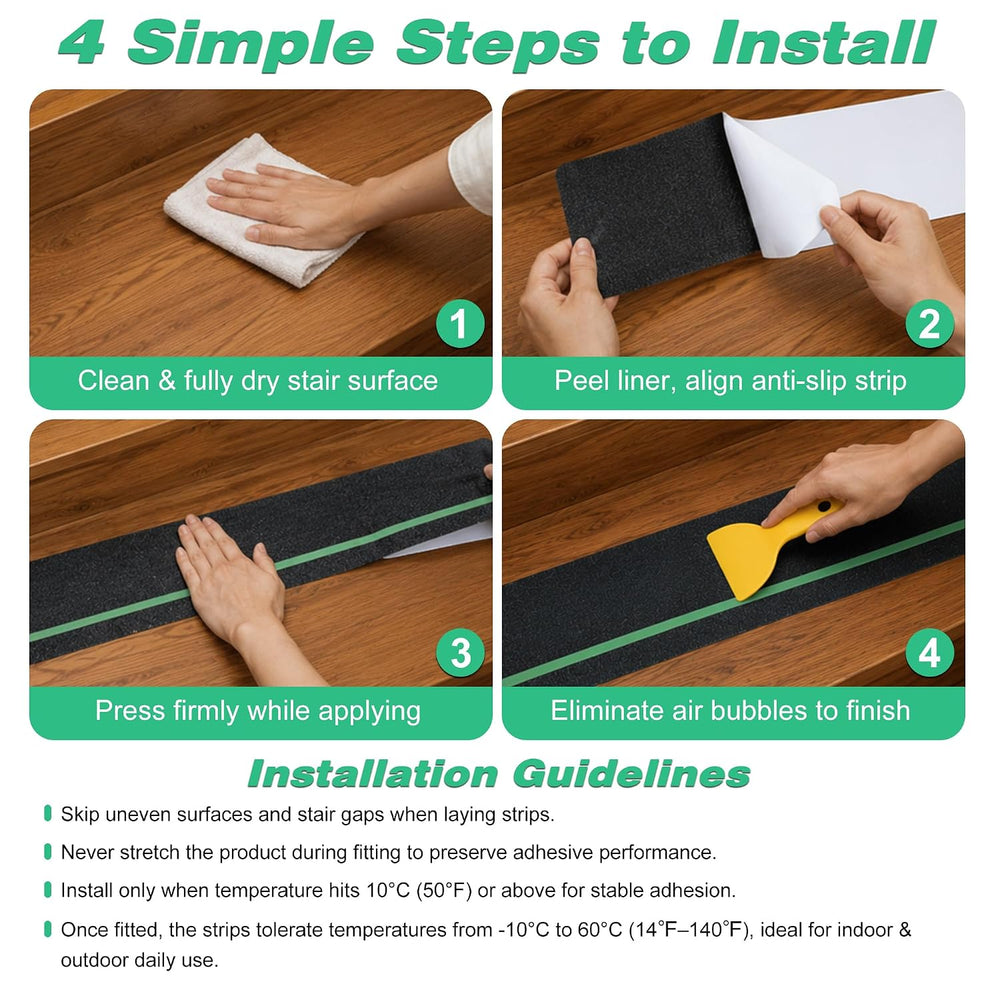 10pcs 8" x 32" Anti Slip Stair Treads with Glow in The Dark Strips,...