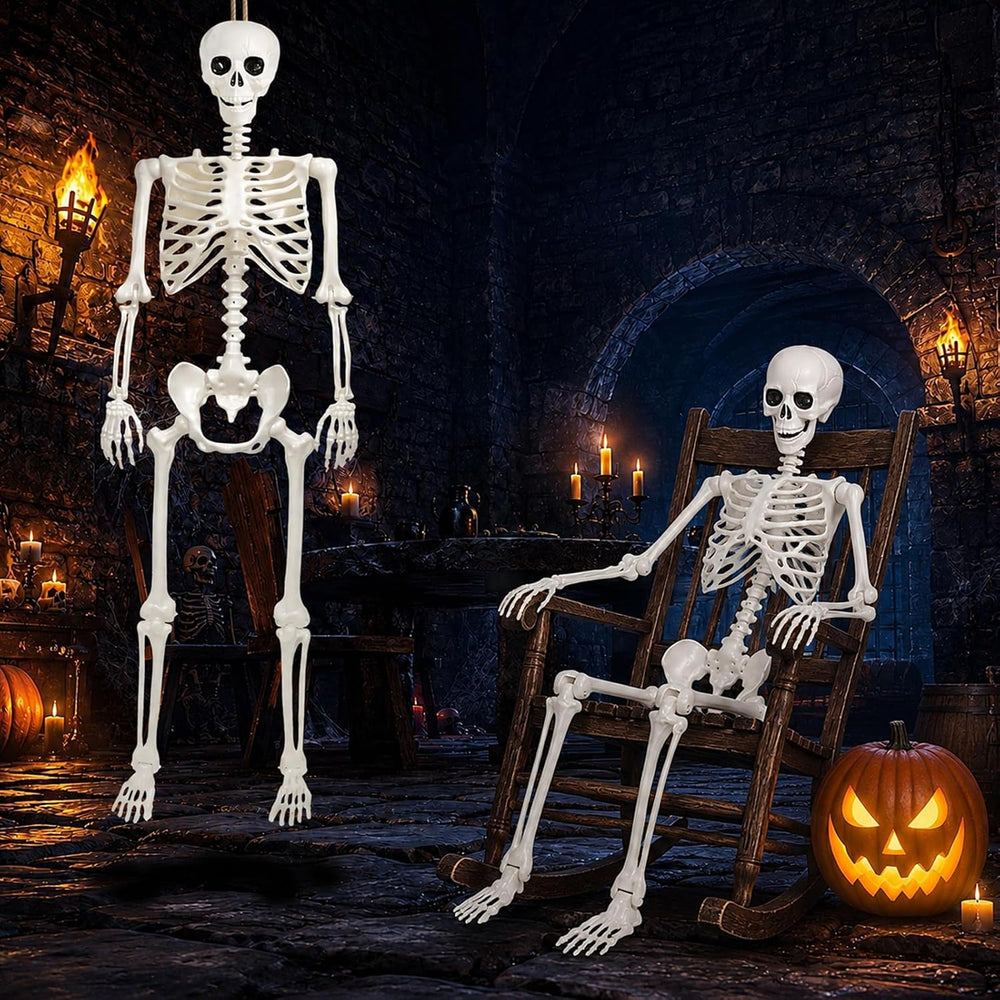 5.4Ft Halloween Skeleton Decorations Life Size: Posable Skeleton Decor