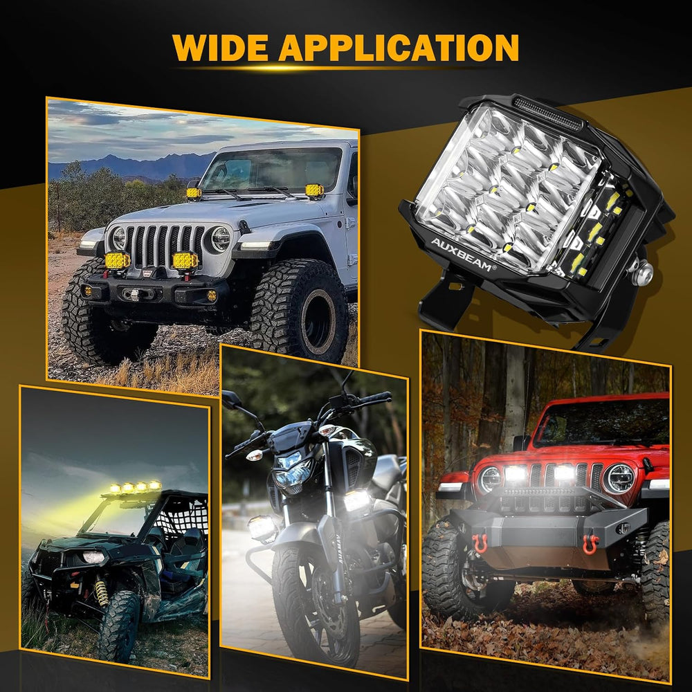 Auxbeam V-MAX Series 5" 168W LED Cube Pod 270ยฐ Side Shooter Fog Light Pods