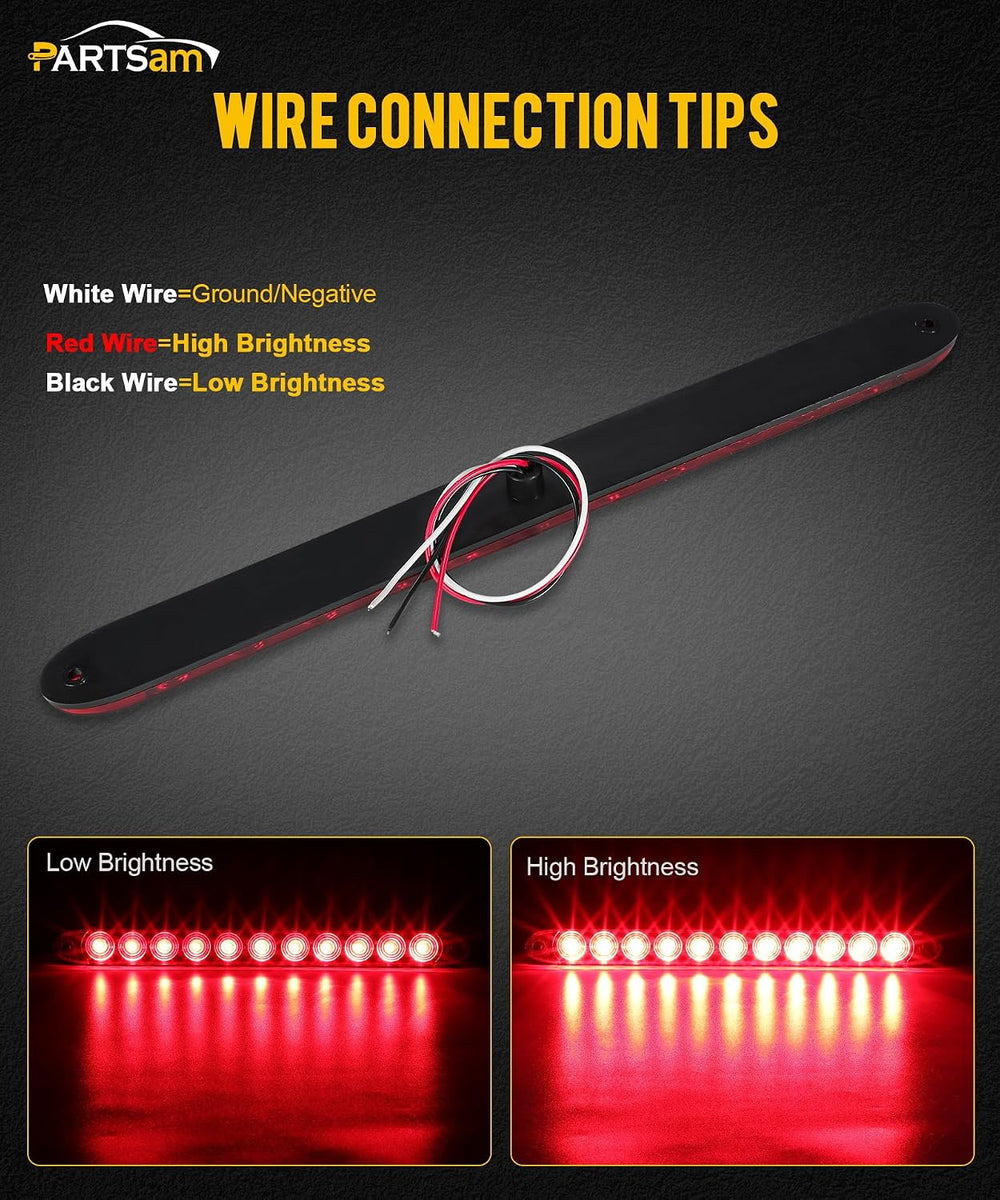 Partsam 10Pcs Red 15 Inch 11 LED Trailer Tail Light Bar Sealed Stop Turn Tail...