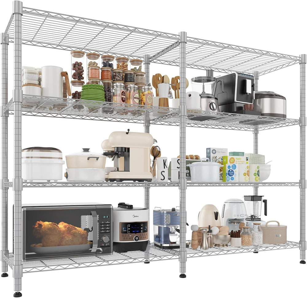 Homdox Heavy Duty Storage Shelves, 4 Tier Wire Shelving Unit, Adjustable Meta...