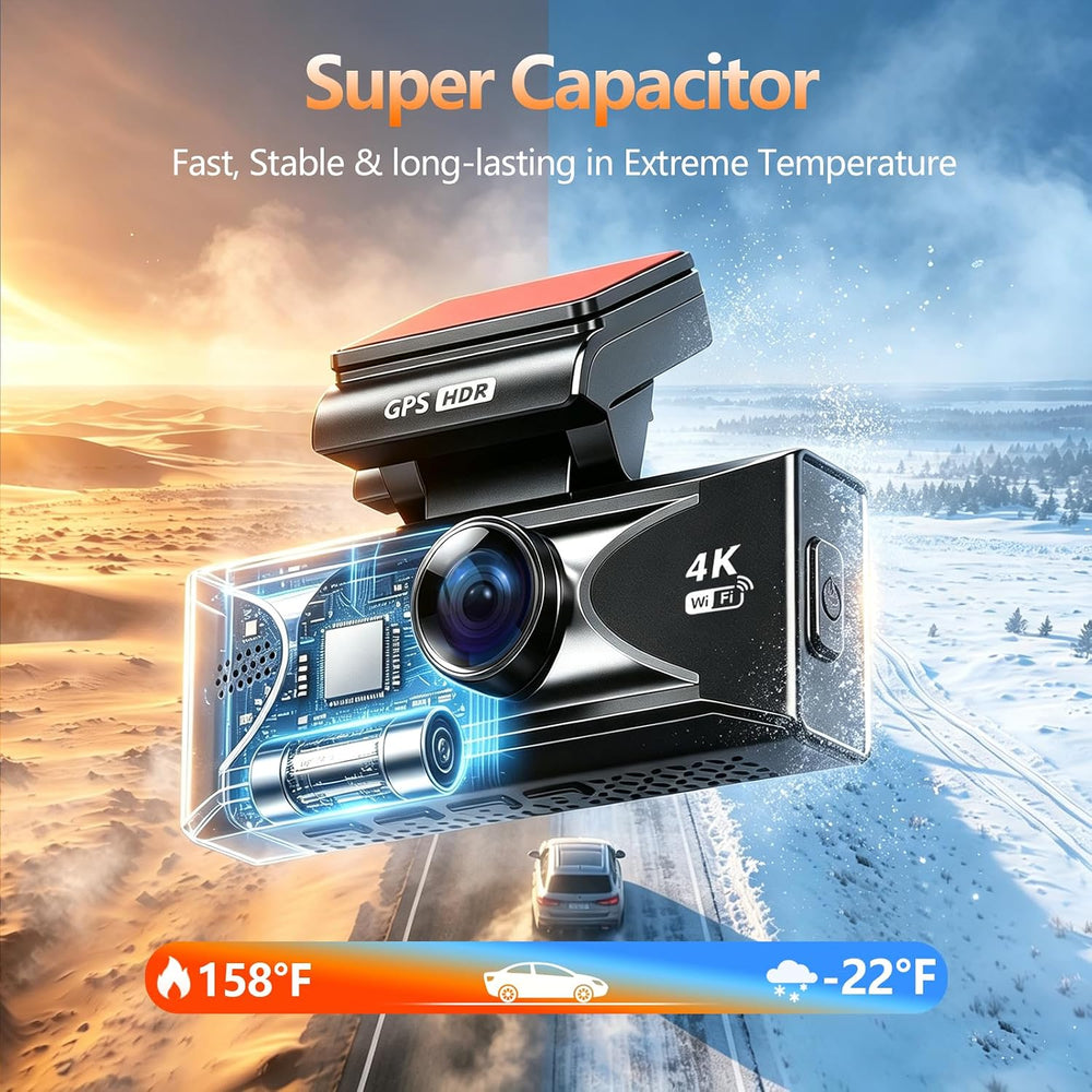4K Dual Dash Cam Front and Rear,Starlight Night Vision G Sensor ADAS