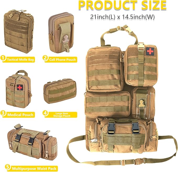 Universal Tactical Seat Back Organizer Vehicle Molle Panel Organizer Storage