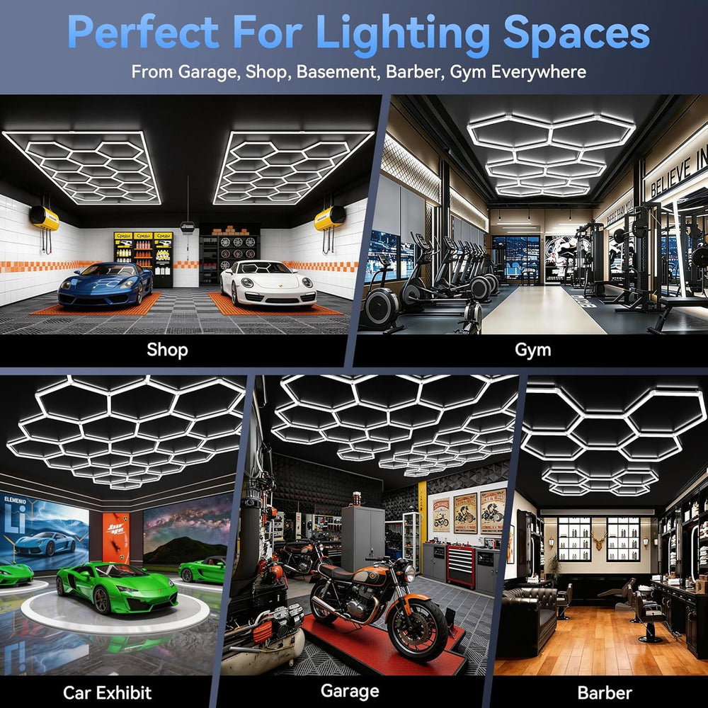 LZHOME Hexagon 5000K LED Garage Lights: 25 Pack Updated 1.31-inch Wider Size,...