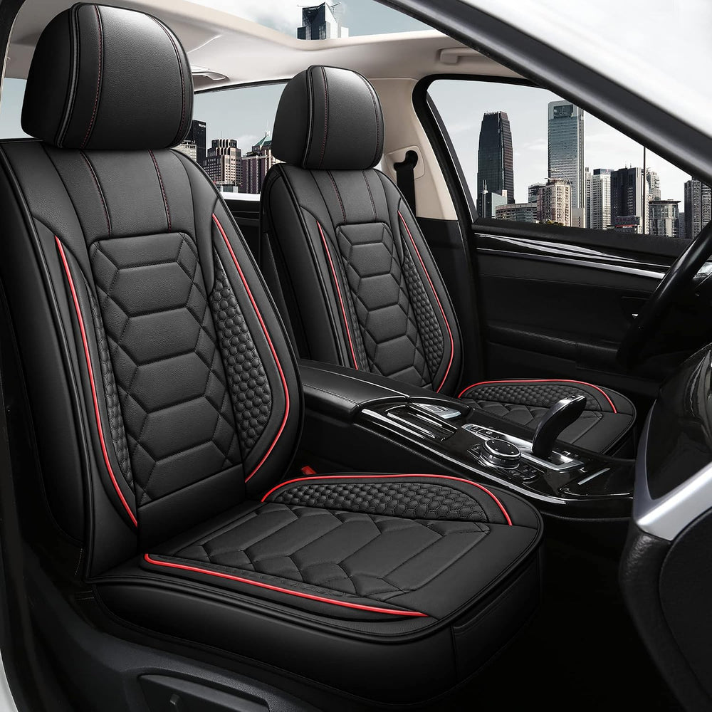 HAIYAOTIMES Leather Car Seat Covers Front Pair, Waterproof Faux Leather Seat ...