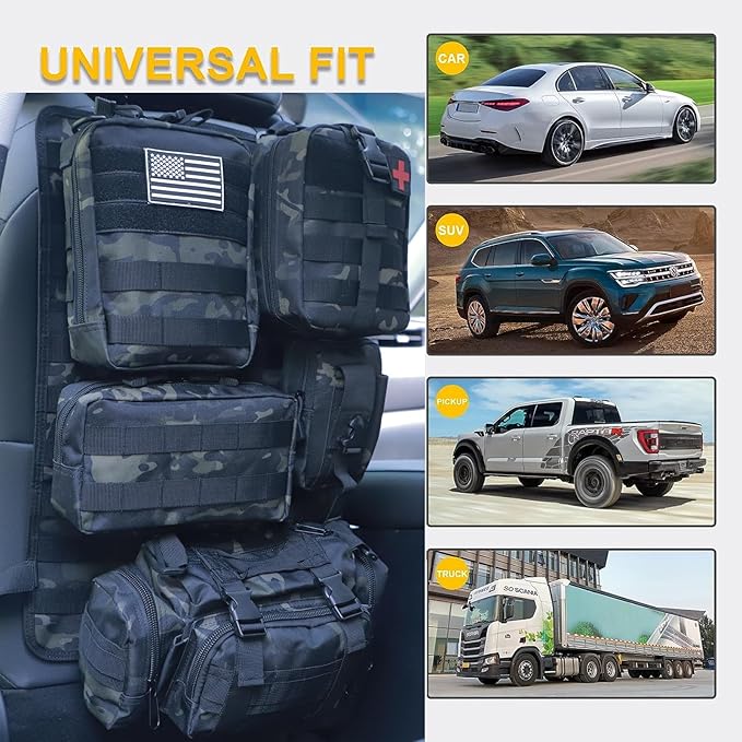 Universal Tactical Seat Back Organizer Vehicle Molle Panel Organizer Storage