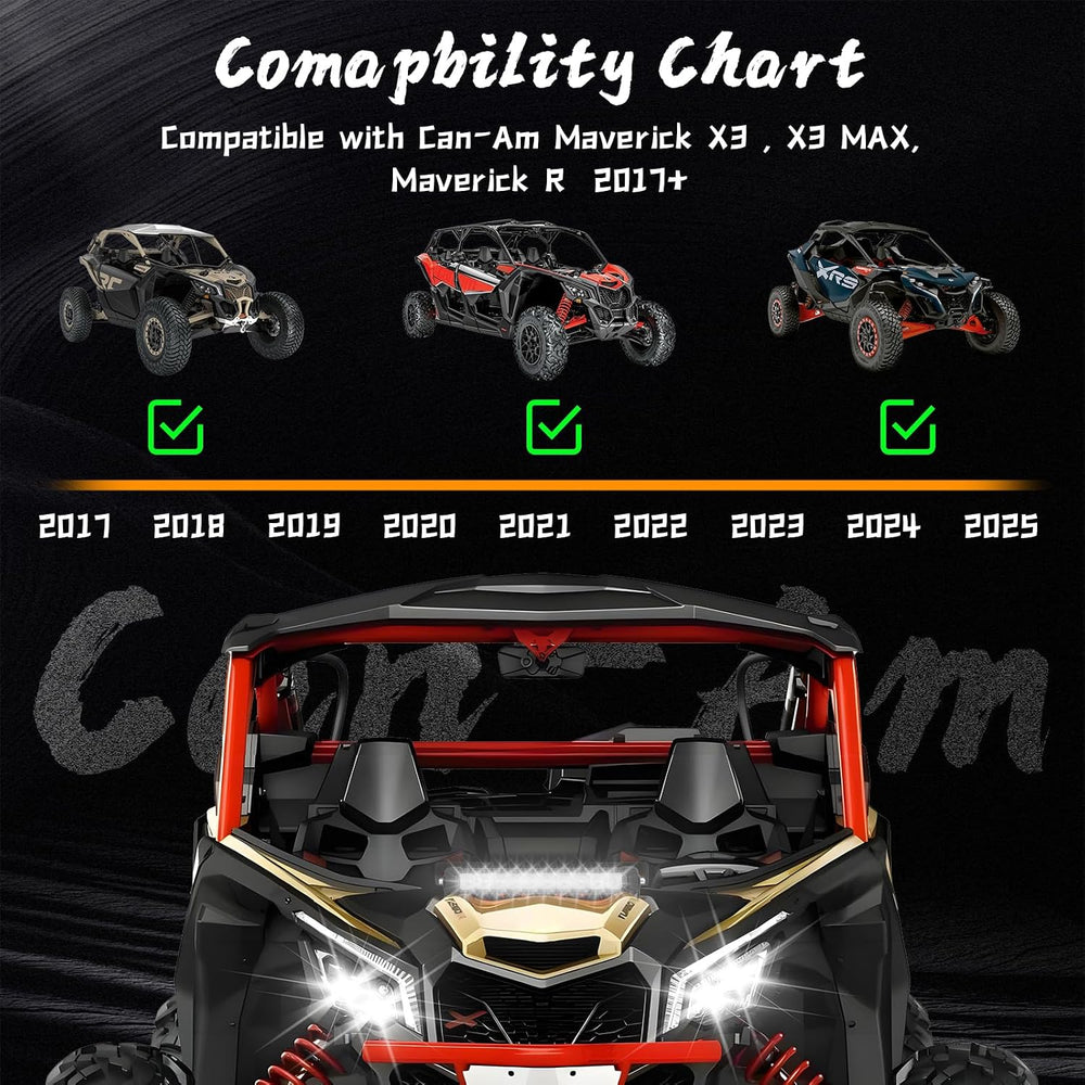 Can Am X3 Light Kits for Shock Tower Hood Mount, 50W Spot Flood Combo Beam wi...