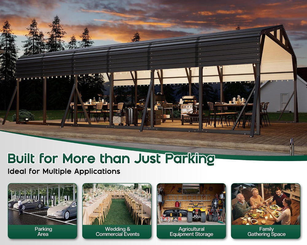 Jocisland 20x30 FT Heavy Duty Metal Carport for Multiple Vehicles