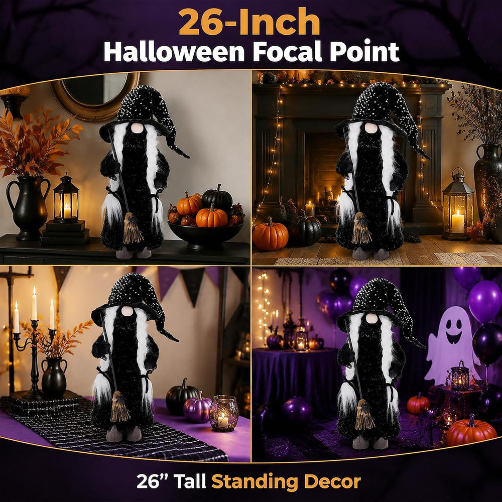 YZS Housm Halloween Plush Gnomes Decoration, 26 Inch Spring Loaded Witch Gnom...