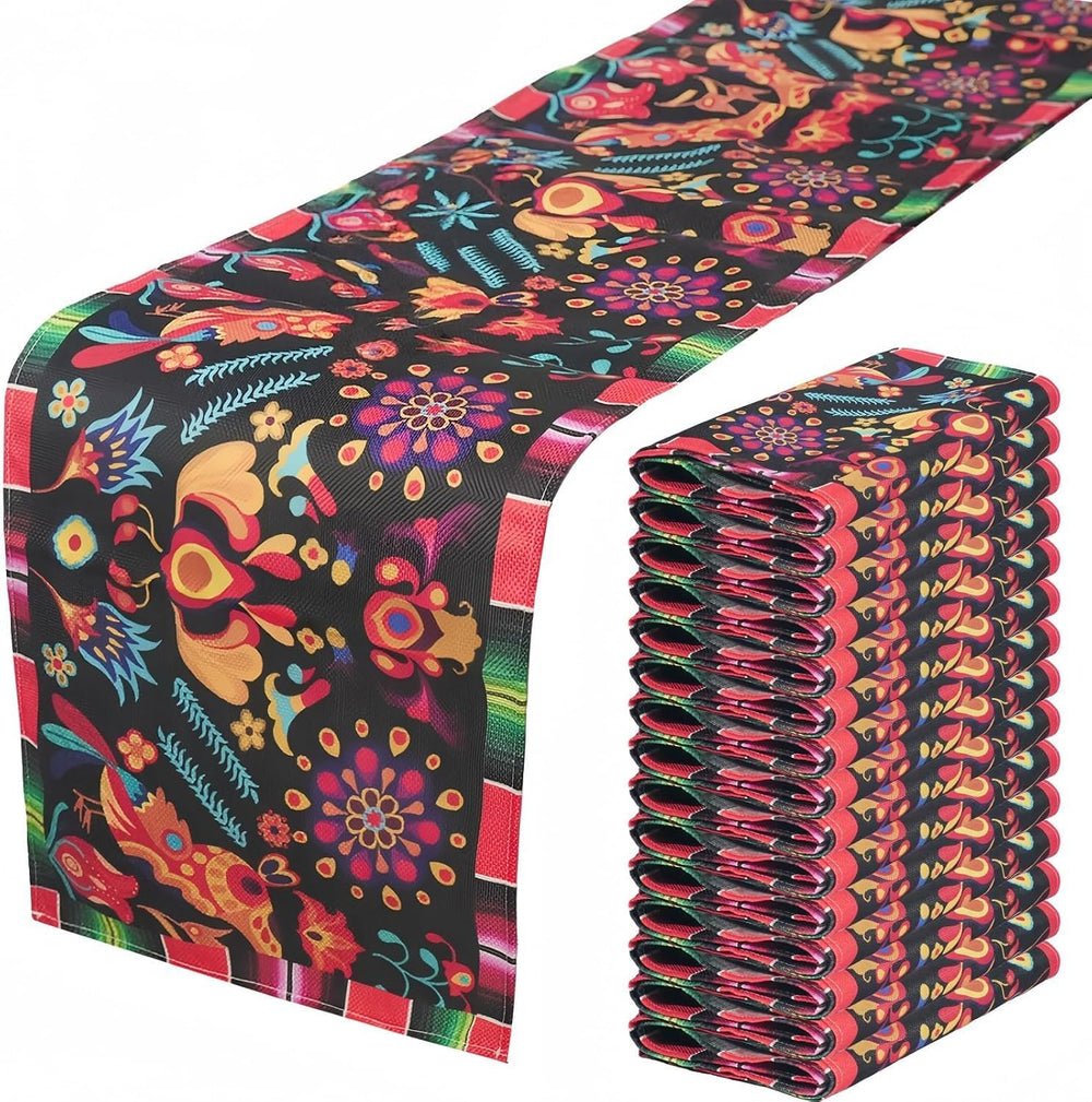 15 Pack Mexican Theme Halloween Table Runners 72ร13in Cinco de Mayo Bird Dia ...