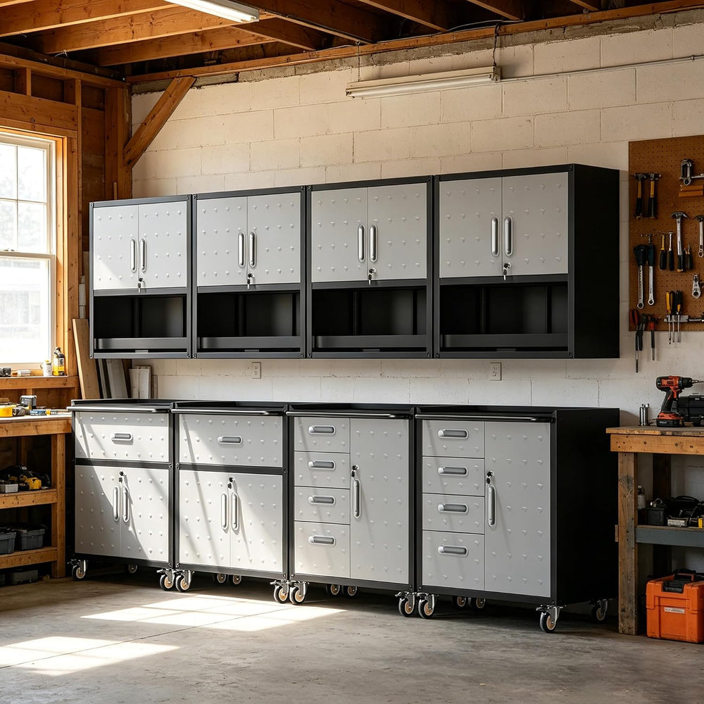 Garage Cabinet System | Heavy Duty Steel All-in-One Modular Garage Cabinet Se...