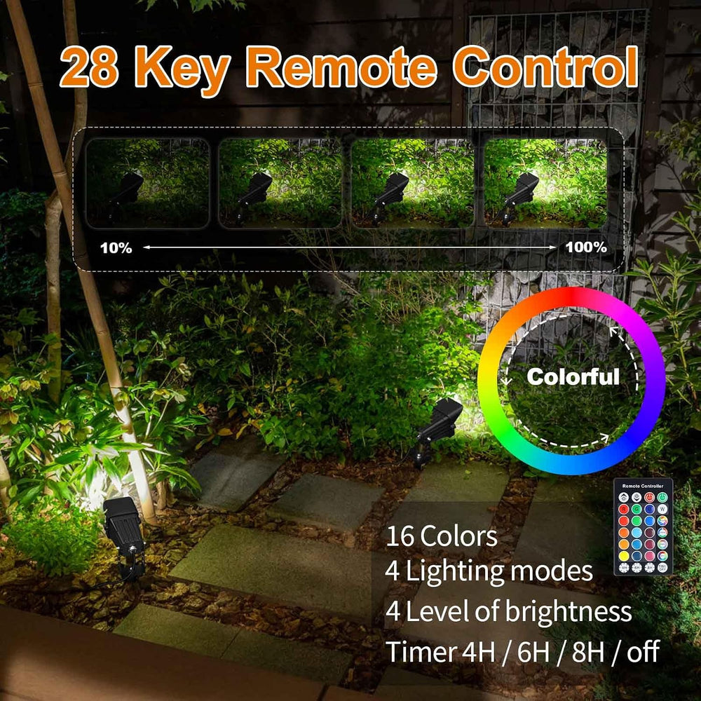 RGB Spot Lights with Timer, Halloween 10W 120V Color Changing Outdoor Metal C...