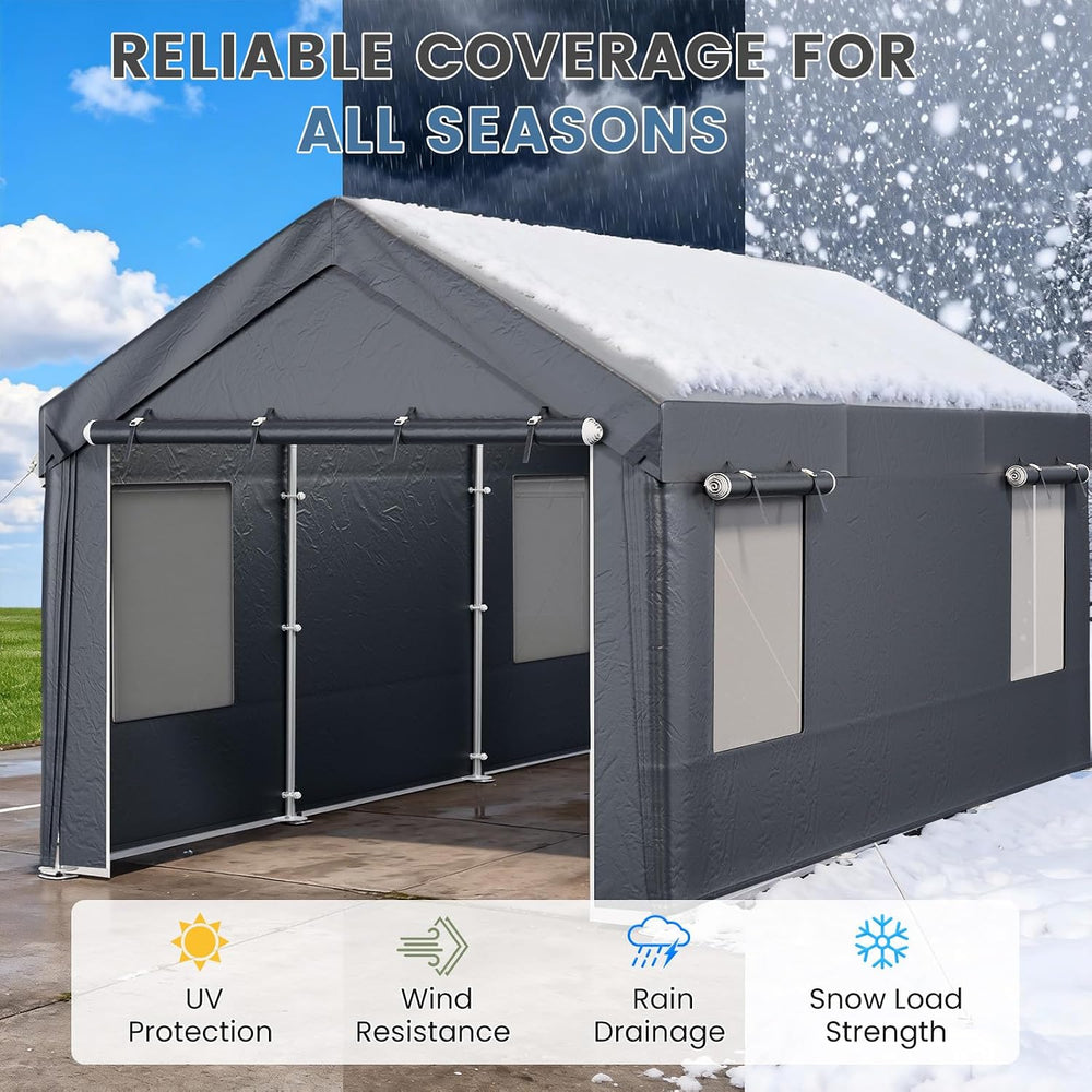 EROMMY 10x20FT Car Port Portable Garage,Gray