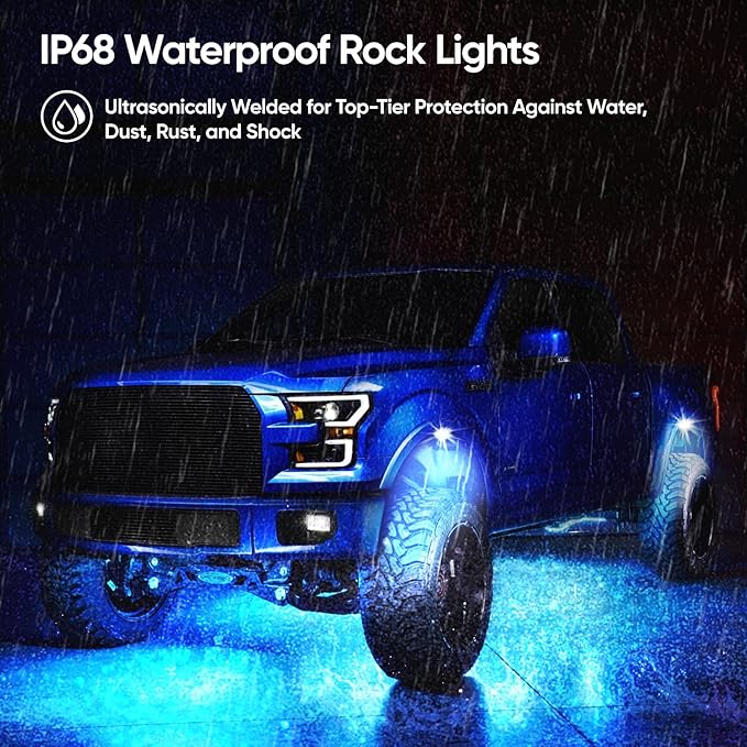 YiLaie RGB LED Rock Lights Kit, 6 Pods Underglow Multicolor Neon Light